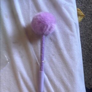 Purple Fluffy Pom Pom Pen